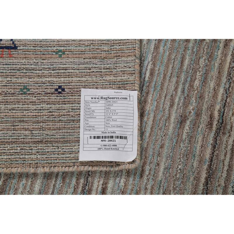 Striped Gabbeh Indian Area Rug Handmade Tribal Wool Carpet - 9'0"x 11'6"