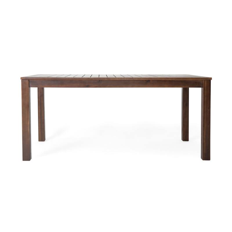 Roomfitters Solid Wood Dining Table, Rectangular Slatted Tabletop, Weather-Resistant Outdoor Patio Table, Dark Brown