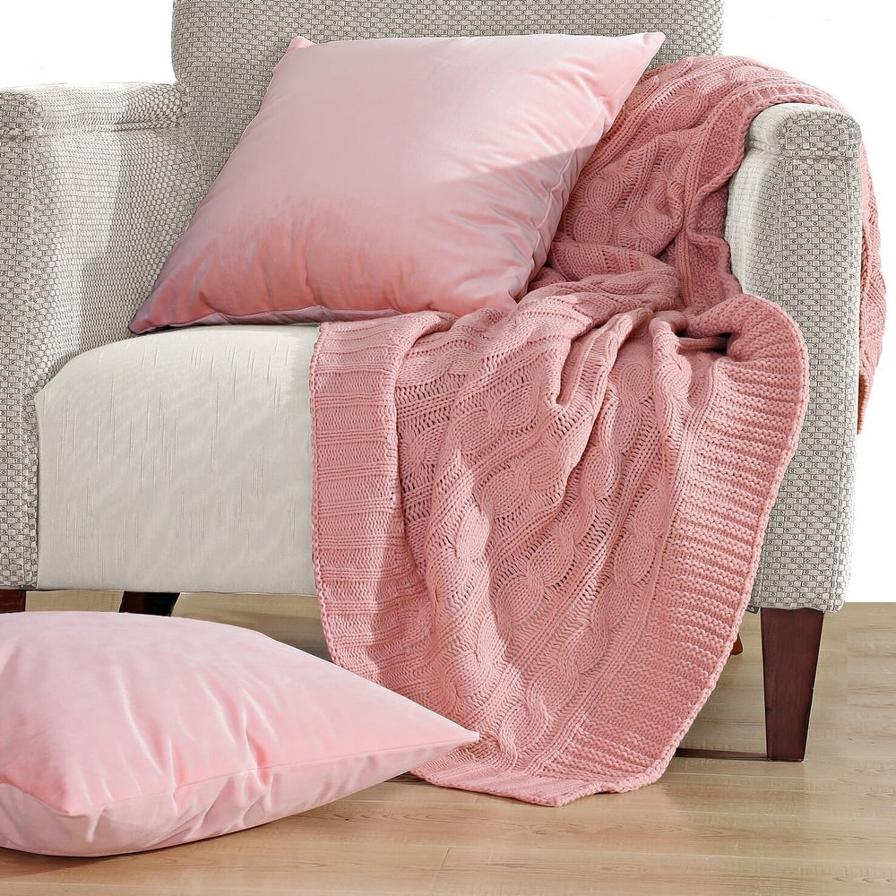 EZ Match Super Eighteen Cable Knitted Throw Combo