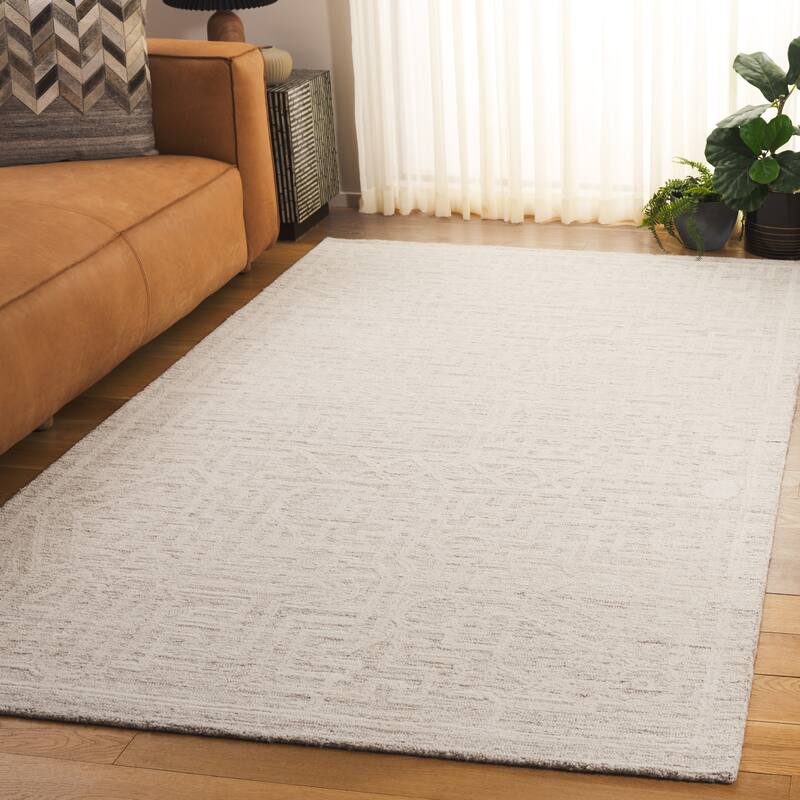 SAFAVIEH Handmade Abstract Cella Modern & Contemporary Wool Rug - 8' x 10' - Beige/Ivory