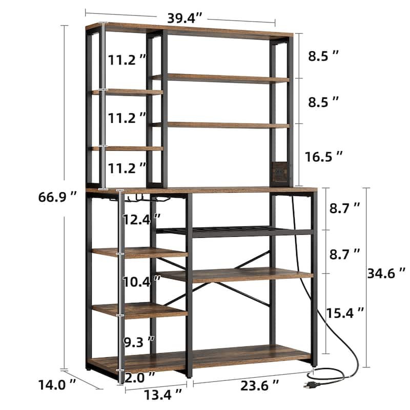 Moasis 40" Kitchen Microwave Stand Bakers Rack, Coffee Bar Station Wine Storage Utility Shelves