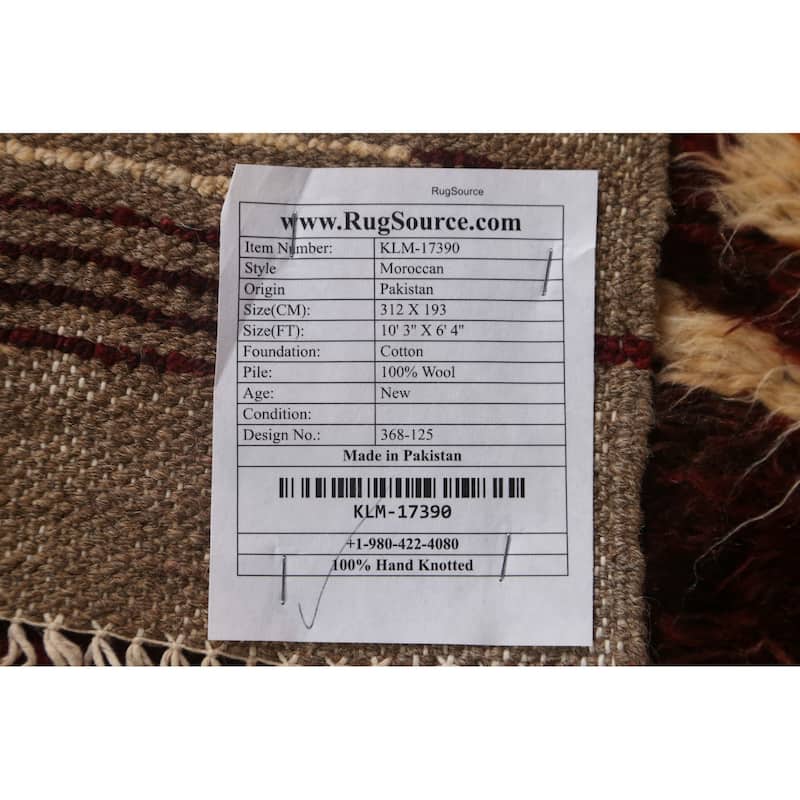 Tribal Geometric Moroccan Berber Area Rug Hand-knotted Wool Carpet - 6'4" x 10'3"