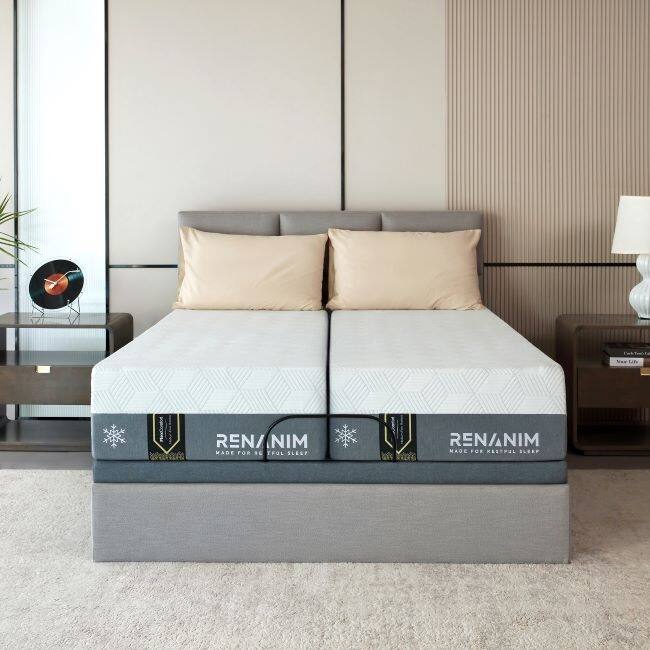 Renanim Cooling Gel Memory Foam Mattress, Breathable & Supportive for Cooler Sleep - Split King - Firm