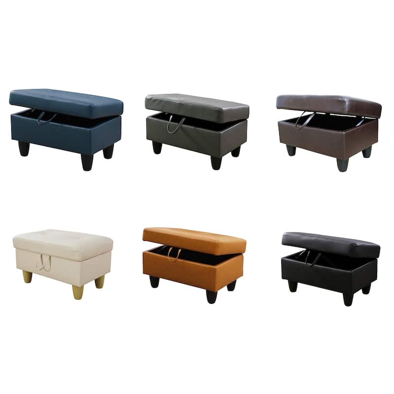 Leather Square Storage Ottoman for Living Room