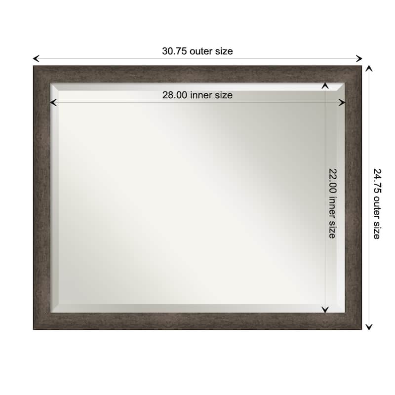 Dappled Narrow Beveled Wood Framed Bathroom Vanity Wall Mirror - Dappled Light Bronze Narrow - Glass Size 28x22