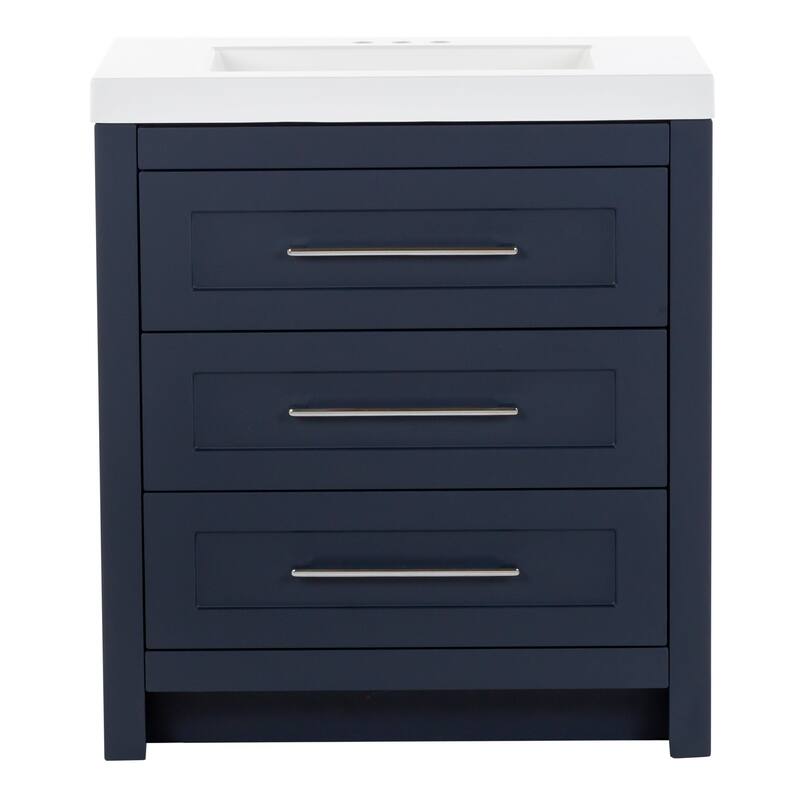 Bainbridge Blue 30.5" Bathroom Vanity With 3 Drawers and White Top