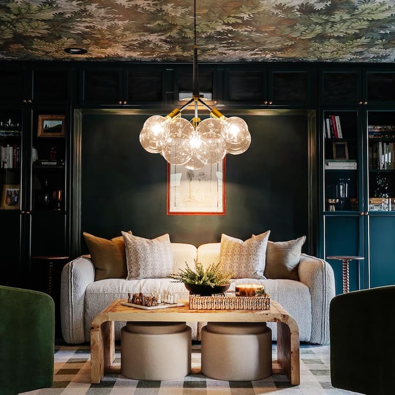 3-Light Modern Glam Sputnik Cluster Glass Globe Bubble Chandelier with 9 Clear Glass Globe Shade