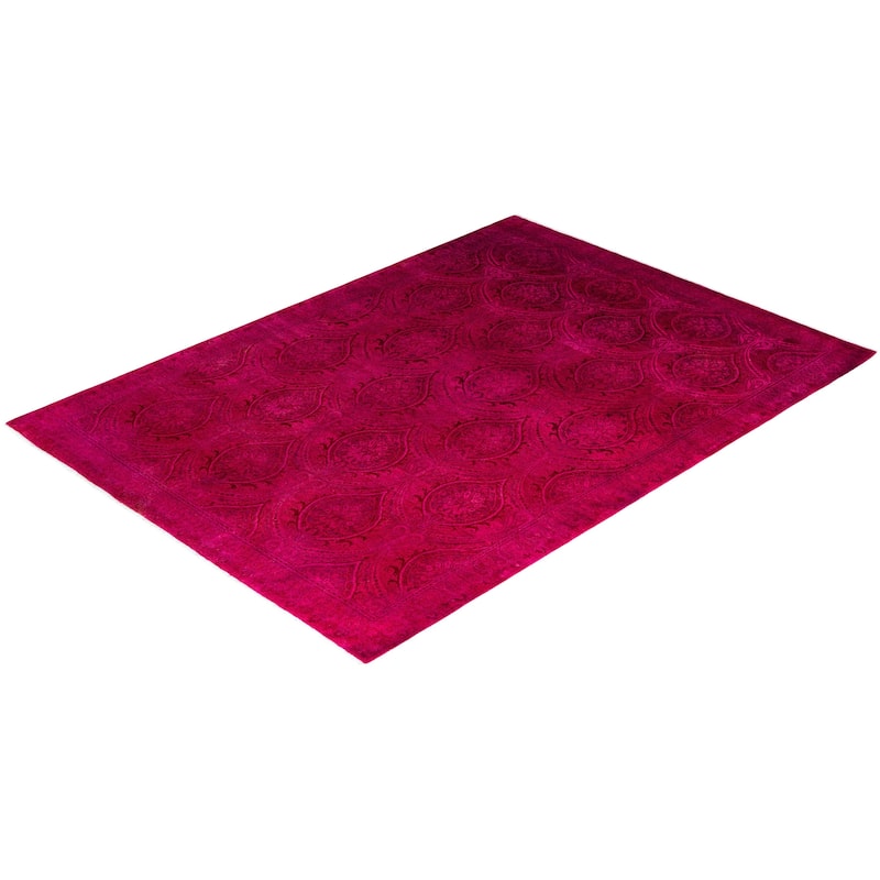 Fine Vibrance One-of-a-Kind Hand-Knotted Area Rug - Pink, 6' 3" x 8' 8" - 6' 3" x 8' 8"