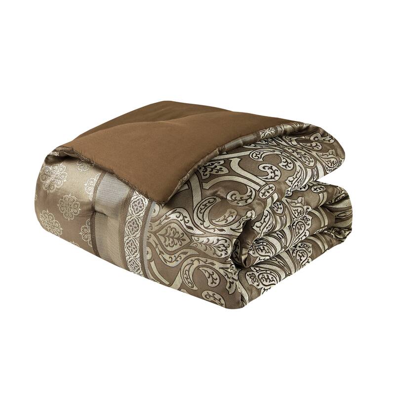 Madison Park Essentials Alexine Brown 16 Piece Jacquard Comforter Set with 2 Bed Sheet Sets
