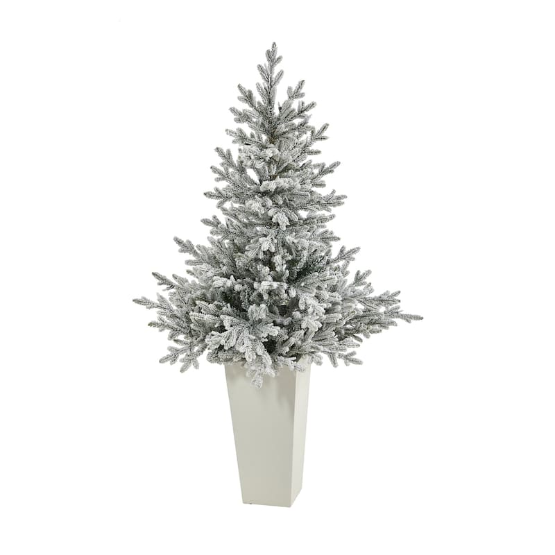 57 Inch Fraser Fir Artificial Christmas Tree with Lights - Warm White LED, Realistic Holiday Decor