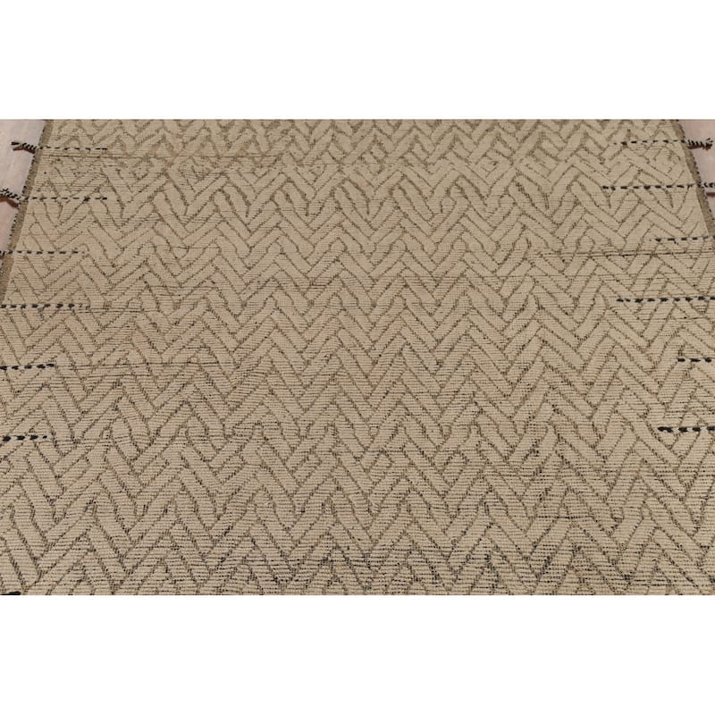 Earth Tone Moroccan Area Rug Handmade Geometric Wool Carpet - 8'9"x 12'10"