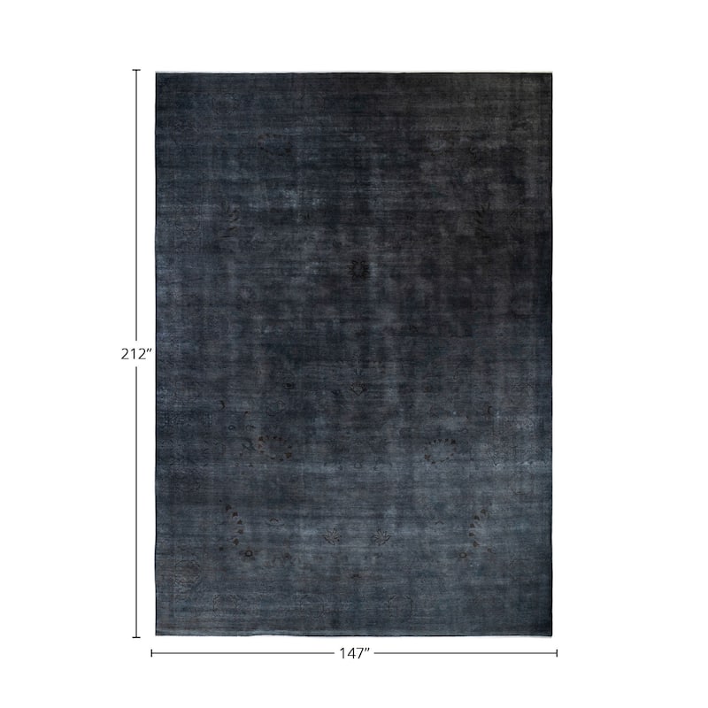 Overton Handknotted Wool Vintage Inspired Contemporary Overdyed Gray Area Rug - 17' 8" x 12' 3"