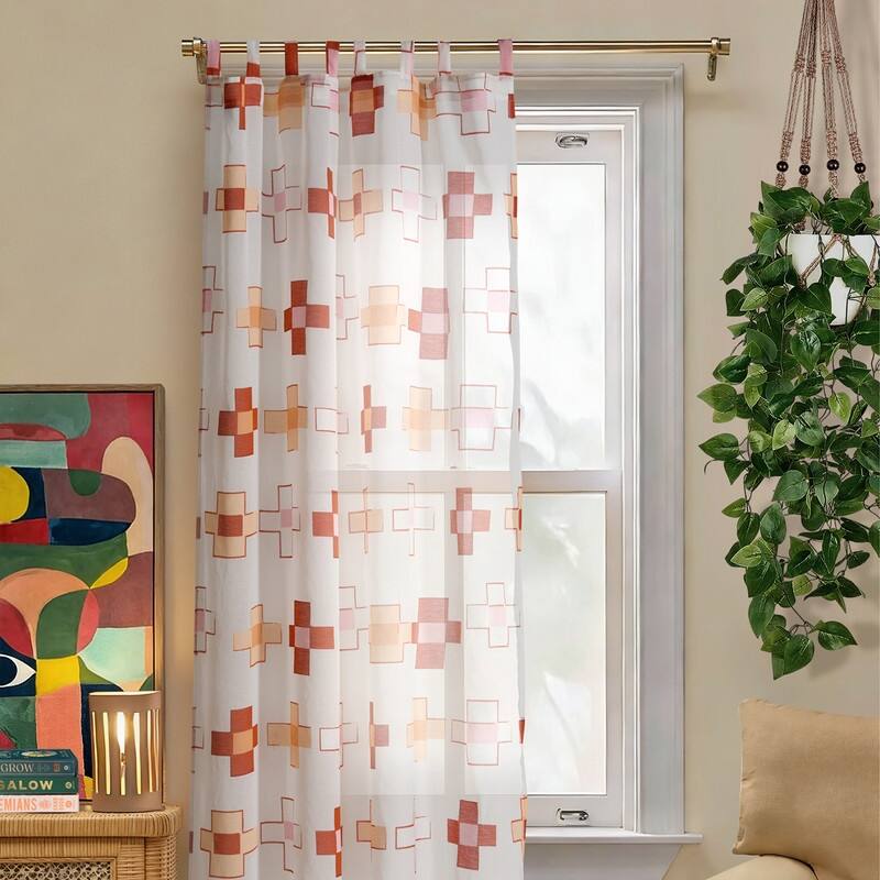 Aritha Single 84-Inch Geometric Sheer Curtain Panel by Jungalow