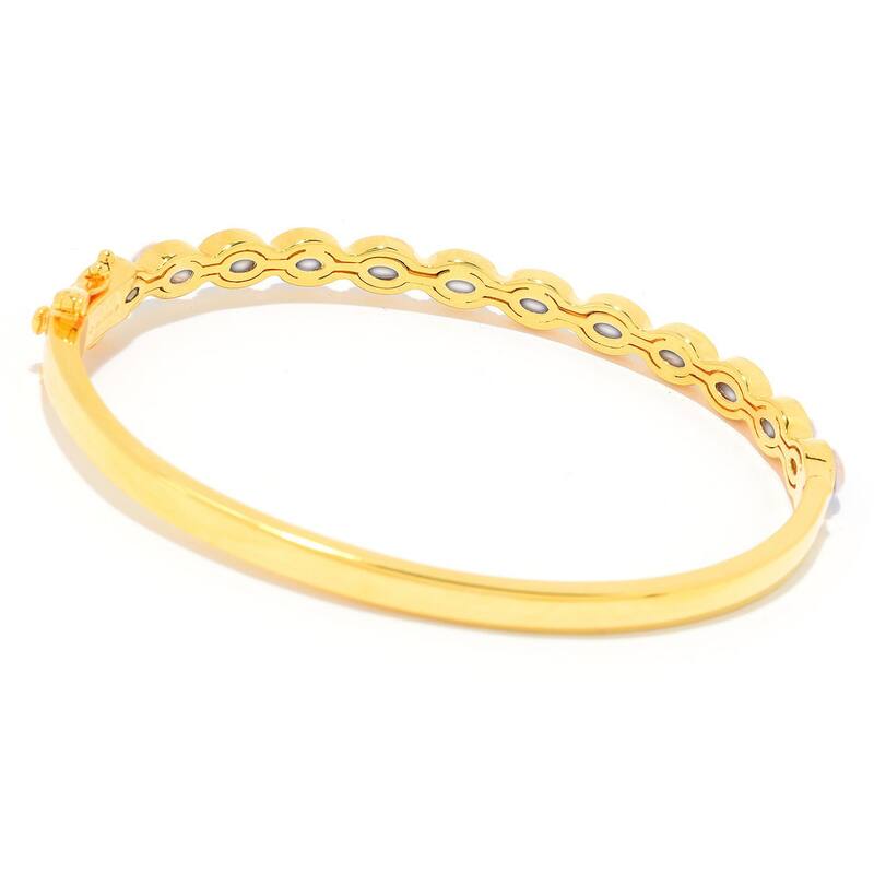 Yellow Gold Plated Over Sterling Silver Rainbow Moonstone Bangle