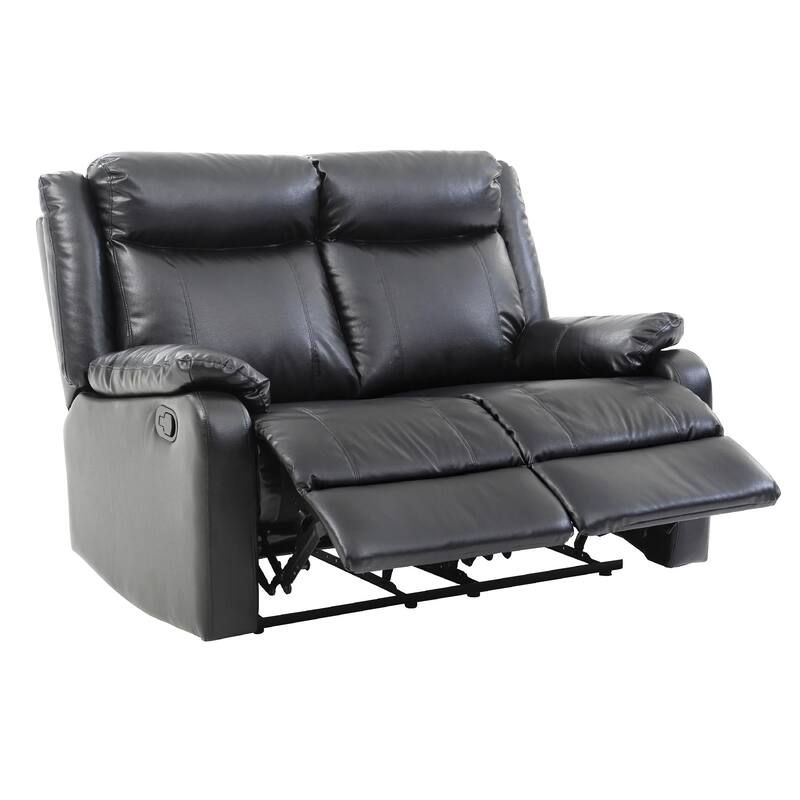 Faux leather 2-Seater Reclining Sofa - 55" - Black