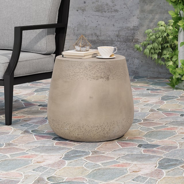 Orion Outdoor Contemporary Lightweight Concrete Accent Side Table by Christopher Knight Home - 19.00"W x 19.00"D x 16.25"H