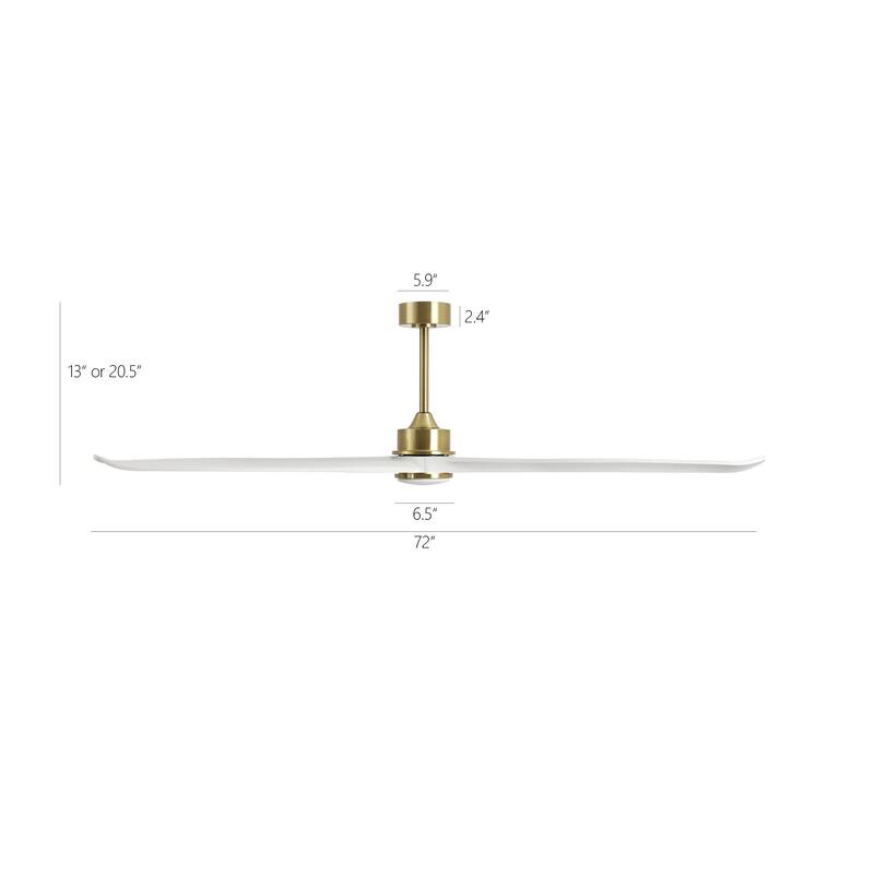 72" 3-Blade Solid Wood Ceiling Fan with LED Light and Remote Control