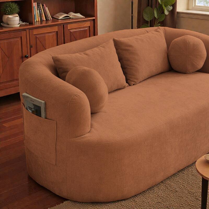 Sofa-in-a-Box Memory Foam 2-Seater Couch, Deep Seat Chenille Loveseat, No Assembly, Modern Compact Sofa for Living Room