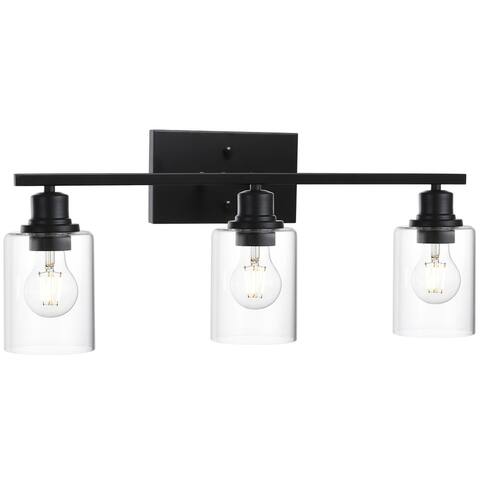 Black Industrial Vanity Light fixture with Clear Glass Shade