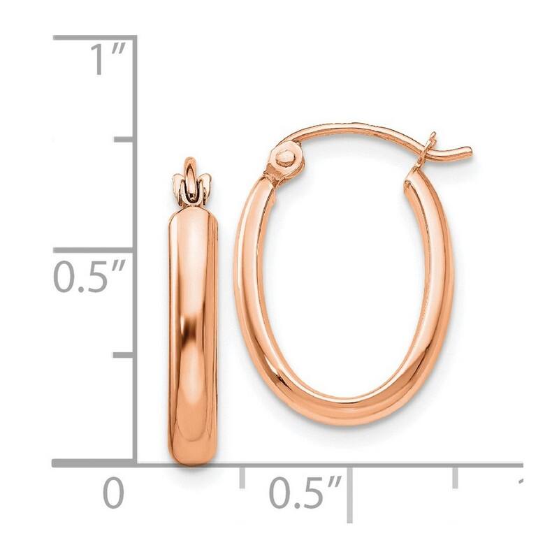 Curata 2.75mm 14k Rose Gold Polished 2.75x20mm Half-round Oval Hoop Earrings