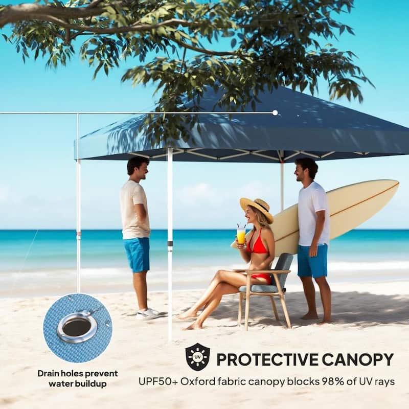 10x 10 ft Party Tent w/Sidewall with Height Adjustable Instant Sun Shelter w/Storage Pockets