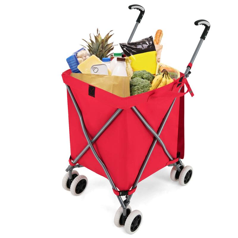 Costway Folding Shopping Cart Utility w/ Water-Resistant Removable