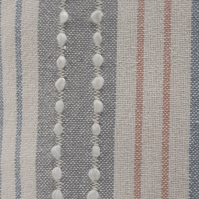 20" Gray and Blue Striped Square Throw Pillow