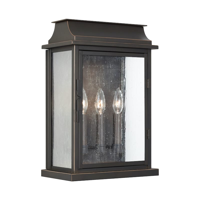 Bolton Oiled Bronze Outdoor Wall Lantern w/ Antiqued Glass