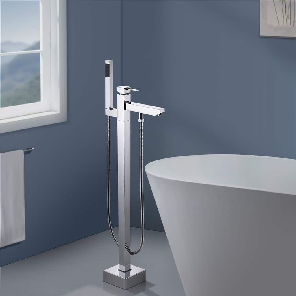 Topcraft Floor Mounted Bathtub Filler with Handheld Showerhead