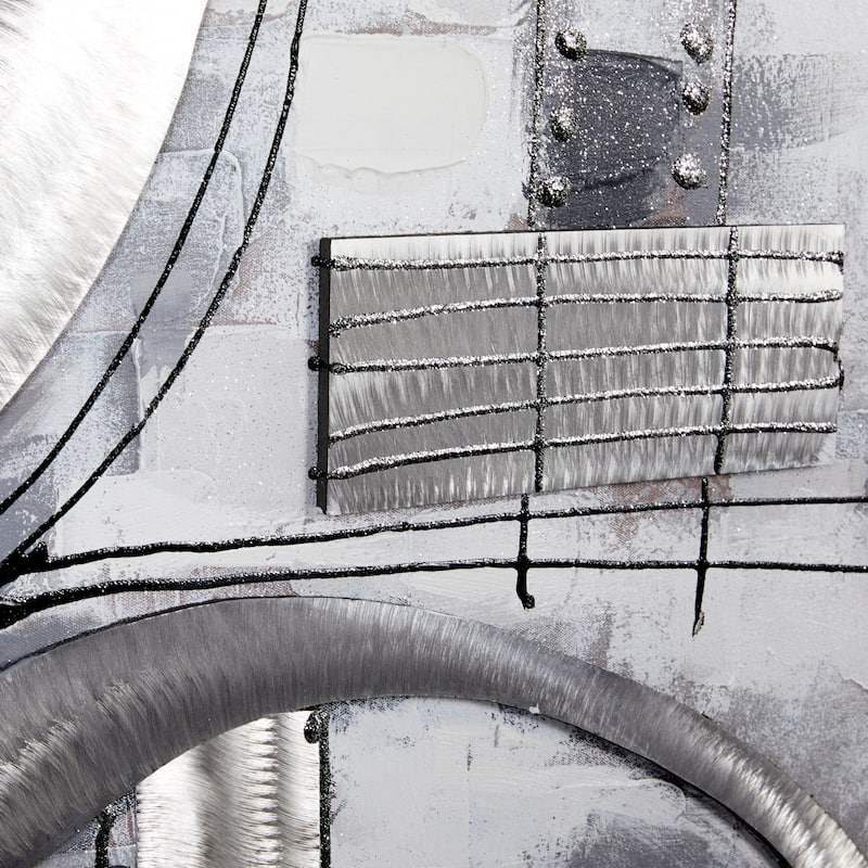 Gray Canvas Abstract Framed Wall Art with Black Frame