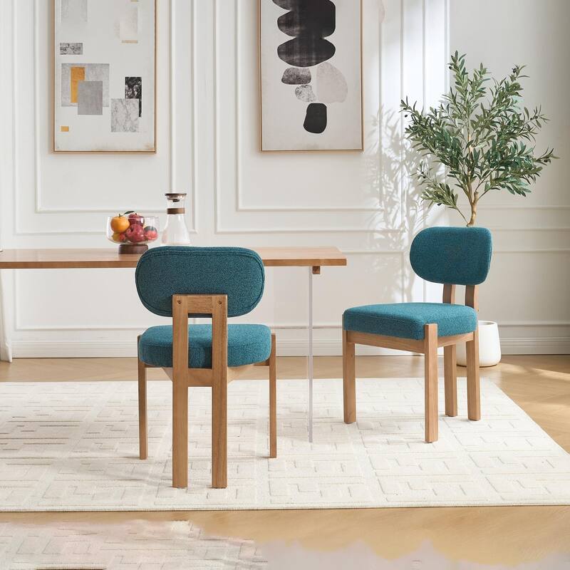 Modern Upholstered Rubberwood Dining Chairs (Set of 2)