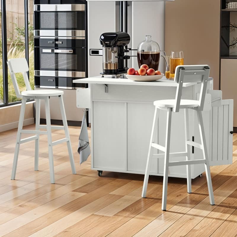 Moasis Mobile Kitchen Island Cart with Stainless Steel Ffolding Tabletop and Storage