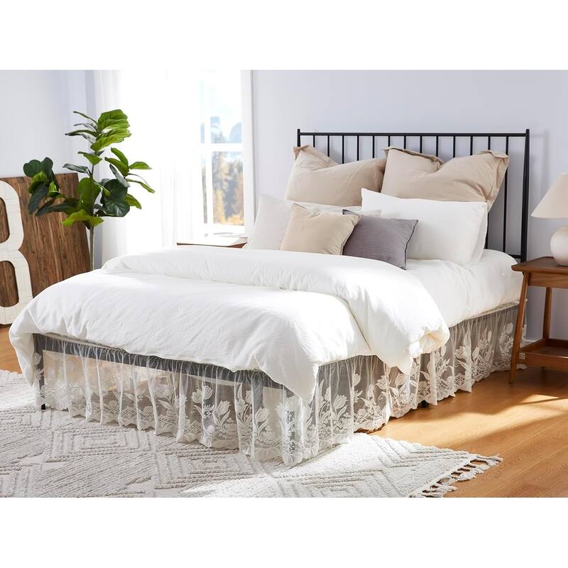 WARM HOME DESIGNS Farmhouse Bed Skirt for Bed. - Beige - King