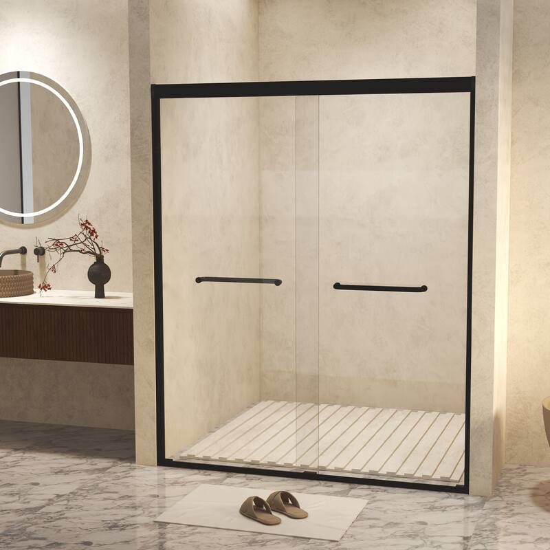 GDFStudio - Alden Adjustable Frameless Double Sliding Shower Door for Modern Bathroom Spaces