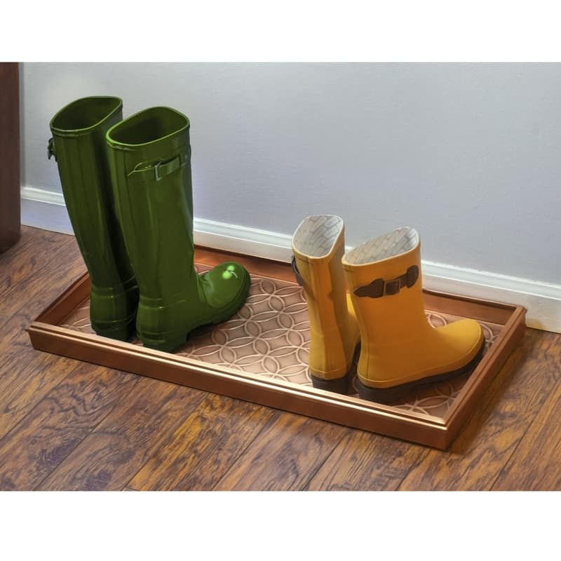 Double Circles Galvanized Steel Boot Tray by Good Directions