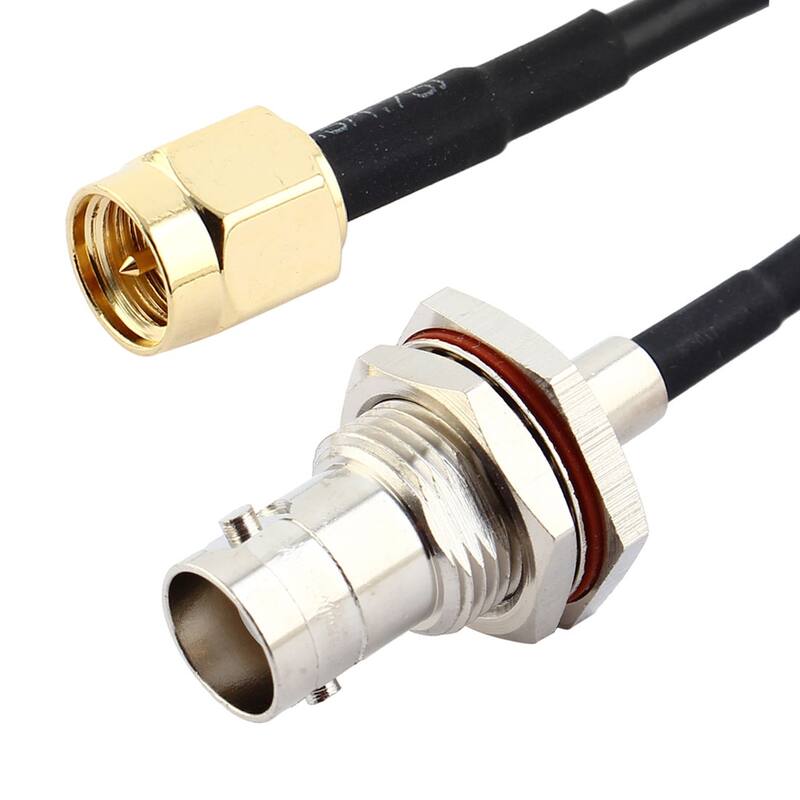 Wifi Antenna Adapter SMA Male to BNC Female Plug Pigtail Cable - Silver Tone,Gold,Black - 33cm/13''