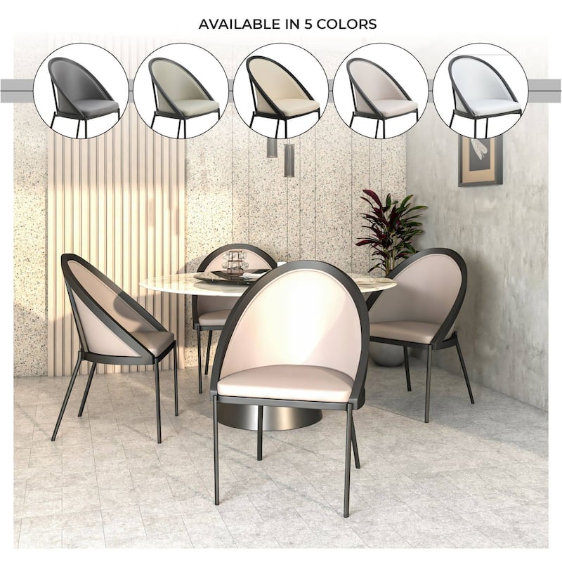 Urbane Dining Chair in Vinyl Fabric with Curved Back and Stainless Steel Legs Set of 2
