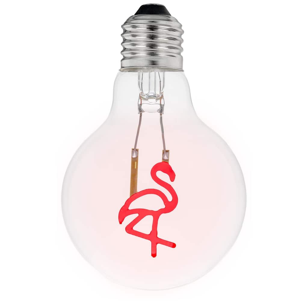 Festive Living LED Flamingo Decorative Filament Bulb G80 Globe E26 Base 1W Clear Glass 1pk