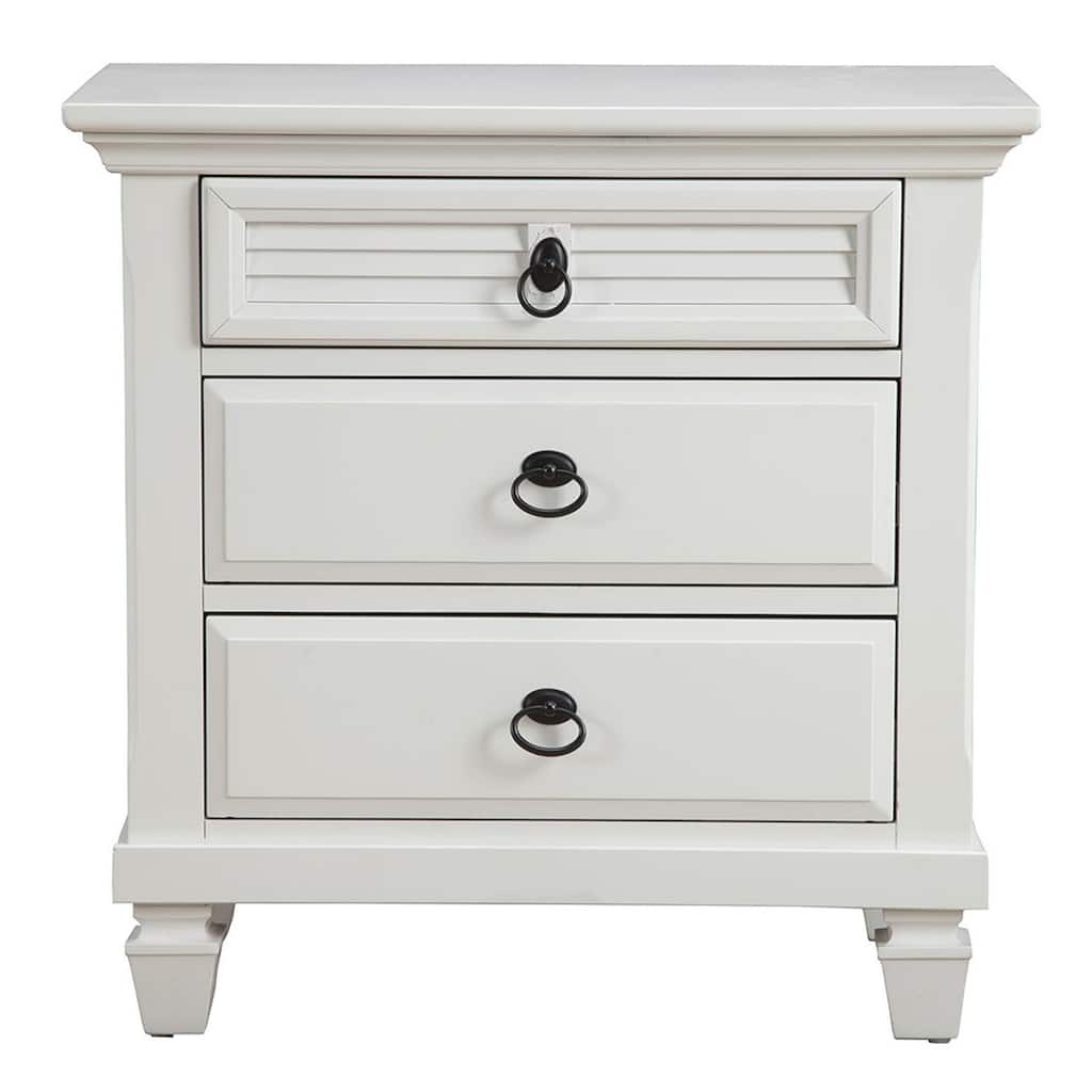 HomeRoots 28" White Wood Three Drawer Nightstand