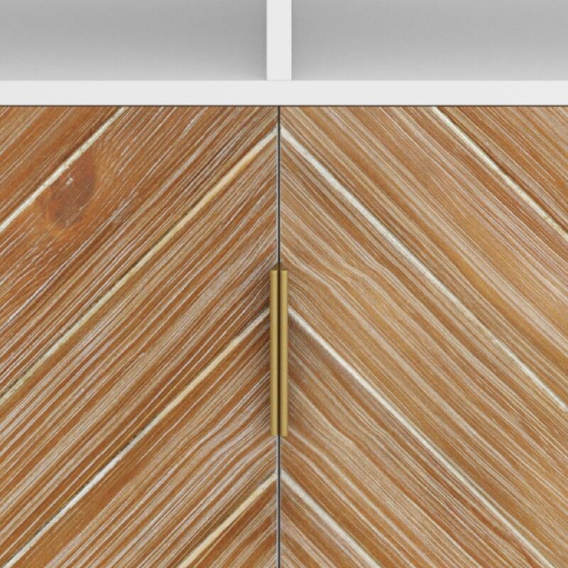 Izsak Media Console, TV Stand, Entertainment with Herringbone