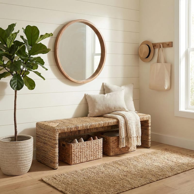 NPD Furniture Kanza Woven Abaca Indoor Bench