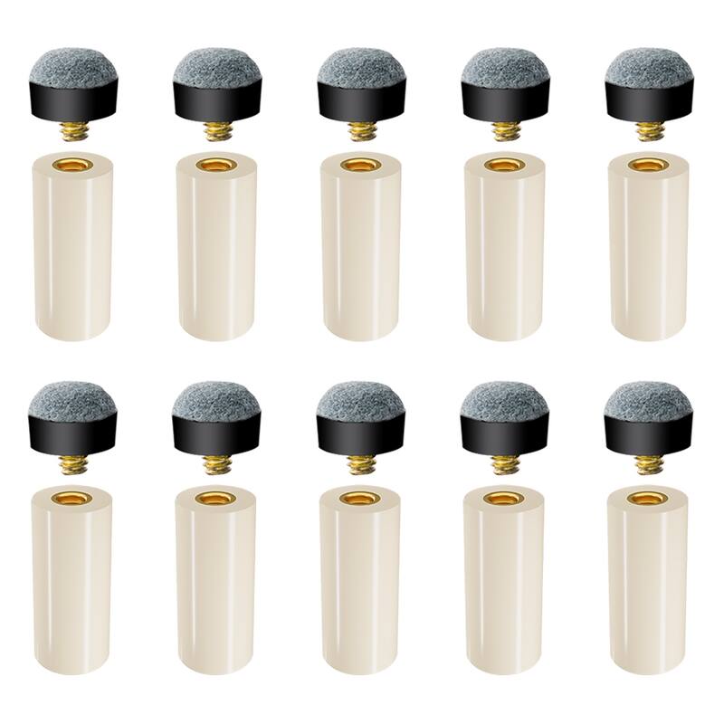 GSE™ 10-Pack 12mm/13mm Billiard Cue Tips, Soft/Hard Replacement Pool Cue Stick Screw-on Tips & Nylon Ferrules - 13mm - Soft Tip & Ferrules Set