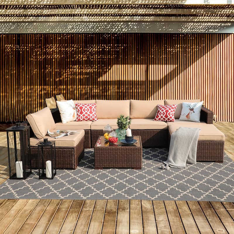 7-piece Wicker Sectional Sofa Set