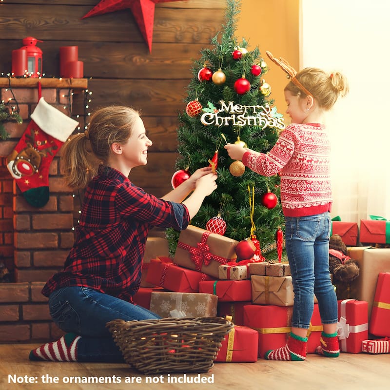 Gymax 4 FT Pre-Lit Potted Christmas Tree Artificial Entrance Tree w/
