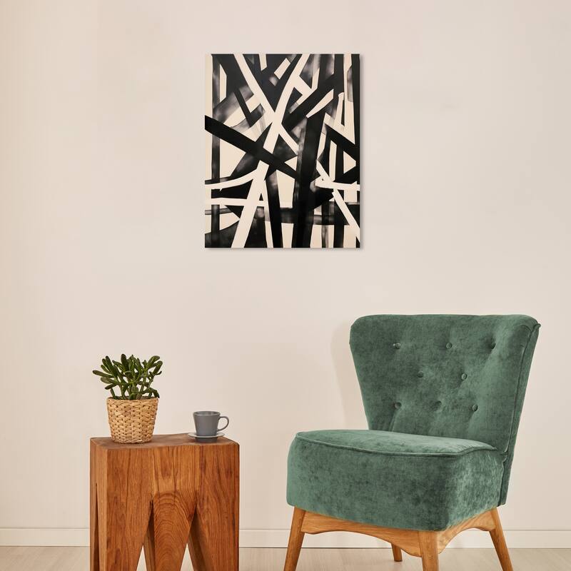 Wynwood Studio Canvas Abstract Paper Shredding Black and Ivory Modern & Contemporary Wall Art Canvas Print - 16 x 20