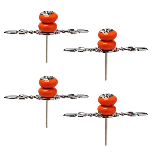 Ceramic Knobs Pull Handle Wardrobe Drawer Cupboard Cabinet Accessory 4pcs Orange