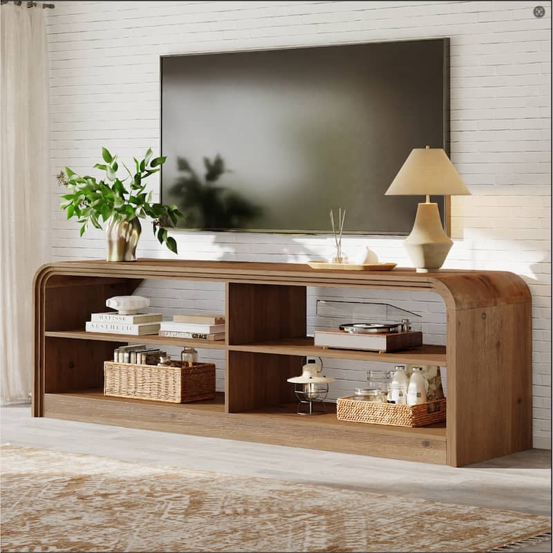 Solid Wood TV Stand, 63'' Long TV Console Table with Storage