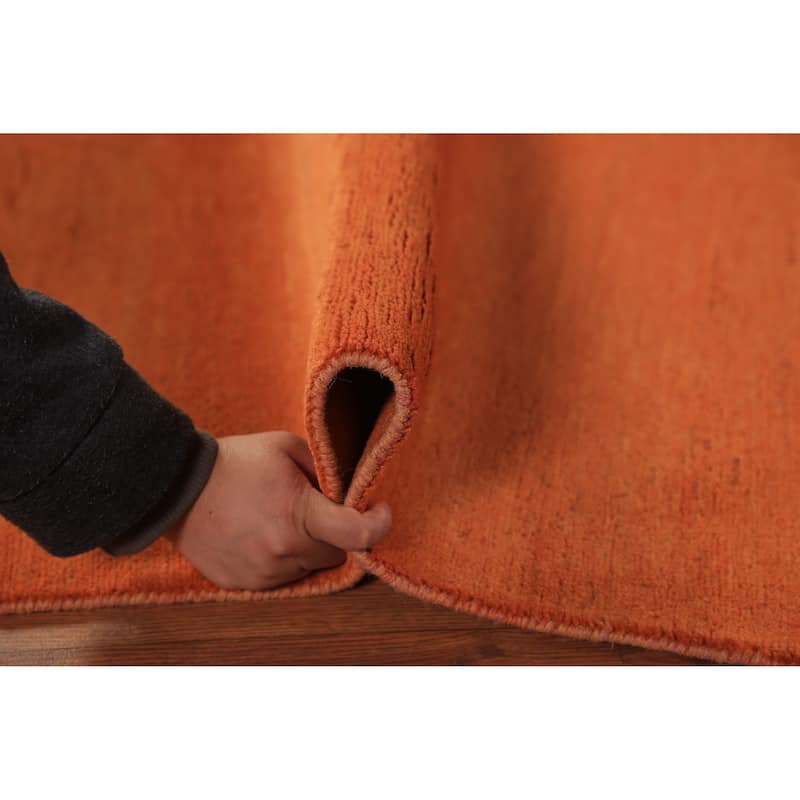Orange Gabbeh Modern Rug Handmade Oriental Wool Carpet - 3'11" x 5'10"