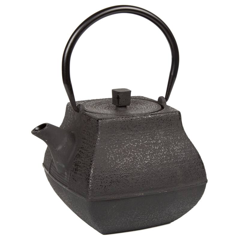 Creative Home 47 oz Cast Iron Tea Pot with Stainless Steel Infuser Basket, Black Color - Black