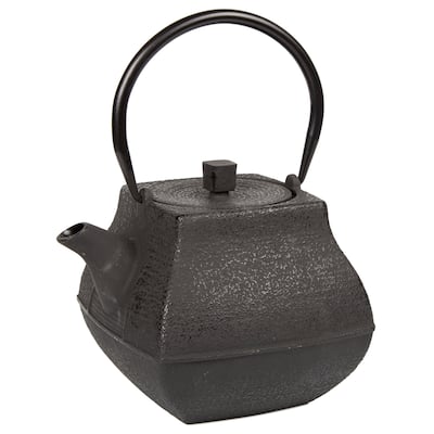 Creative Home 47 oz Cast Iron Tea Pot with Stainless Steel Infuser Basket, Black Color - 47 oz